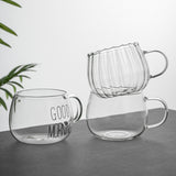 Borosilicate vertical petal glass cup with handle home milk oatmeal tea cup office tea coffee drinking cups