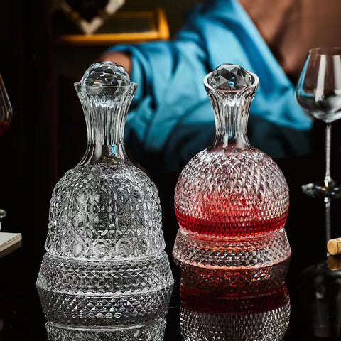 Rotating Wine Decanter - Home Luxury Spinning Tumbler Crystal Wine Pourer for Red Wine, Glass & Wine Accessories
