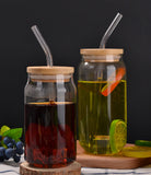 High borosilicate glass milk tea coffee cola cup net red high temperature resistant glass water cup with lid straws