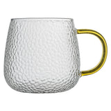 High borosilicate high temperature glass cup household mark milk coffee tea cup with handle high value hammer grain glass water cup