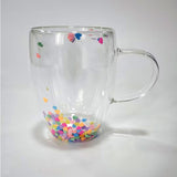 Double Glass Quicksilver Cup Borosilicate Glass Double Layer Sequin Cup Breakfast Milk Coffee Cup Household Drinking Cups
