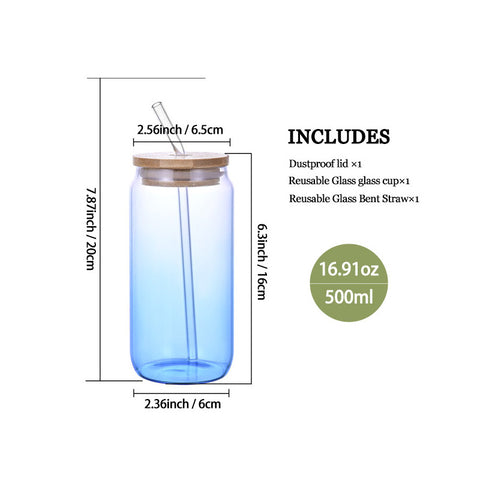 High borosilicate glass set of six home cold drink cola translucent gradient straw glass cups