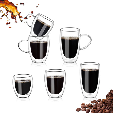 Borosilicate Double Layer Glass Coffee Mug Heat Insulation Heat Resistant American Simple Transparent Glass Mug With Handle Office Tea Cups