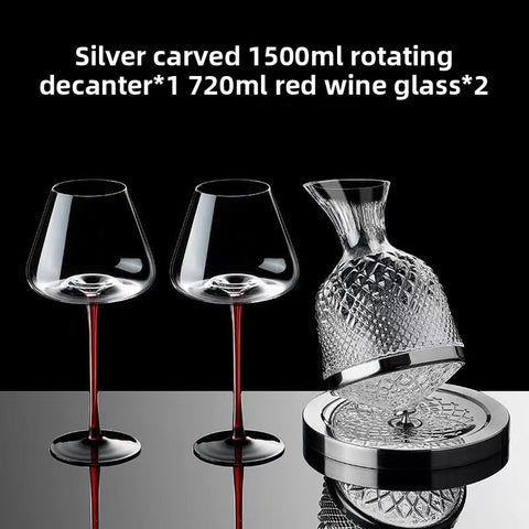 Unstoppable Spin Wine Aerator Set | Rotating Decanter & Wine Glasses - Premium Wine Spinner for Home - Elegant Rotating Aerator for Red Wine